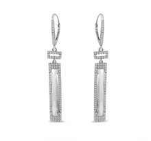 Load image into Gallery viewer, Long Cut Rectangle White Topaz Earrings
