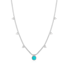 Load image into Gallery viewer, Silver Turquoise Drop Disc Necklace
