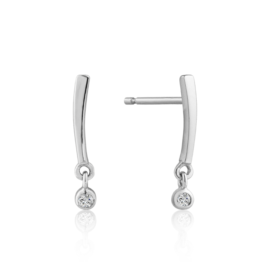 Silver Shimmer Bar Stud Earrings