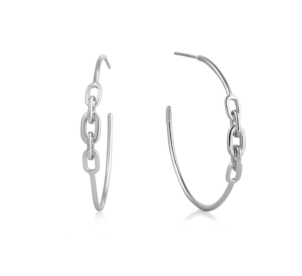 Silver Links Hoop Earrings