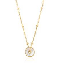 Load image into Gallery viewer, Gold Mother of Pearl Disc Necklace
