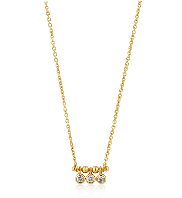 Gold Shimmer Triple Stud Necklace