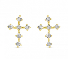 Load image into Gallery viewer, mini diamond cross earrings
