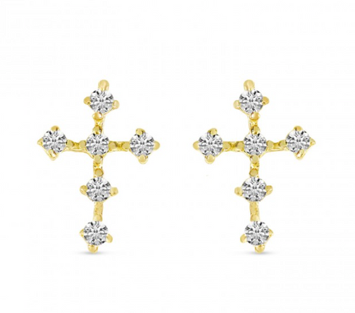 mini diamond cross earrings