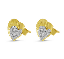 Load image into Gallery viewer, Textured Diamond Heart Studs
