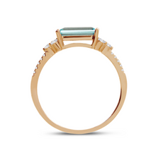 Load image into Gallery viewer, East West Octagon Blue Topaz and Diamond RIng
