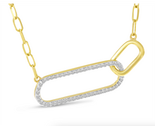 Load image into Gallery viewer, 14K Yellow Gold Double Paperclip Diamond Necklace

