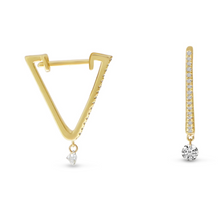 Load image into Gallery viewer, Dashing Triangle Huggie Earrings
