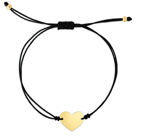 14k Cord Heart Adjustable Bracelet