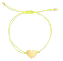 Load image into Gallery viewer, 14k Cord Heart Adjustable Bracelet
