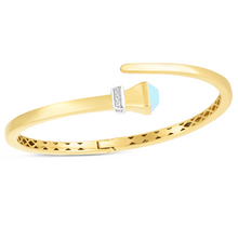 Load image into Gallery viewer, 14k Turquoise &amp; Diamond Wrap Bangle
