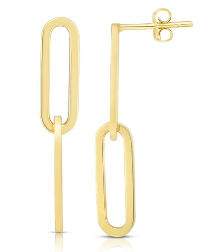 14K Gold Two Link Paperclip Drop Earrings