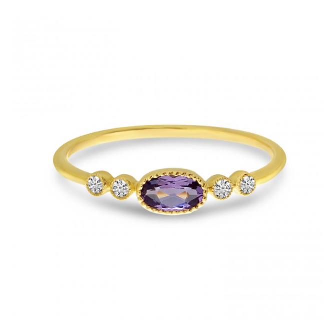 Oval Amethyst and Diamond Stackable