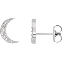 Load image into Gallery viewer, Diamond moon earrings white gold
