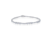 Load image into Gallery viewer, White Gold Heart Trio Tennis Bracelet
