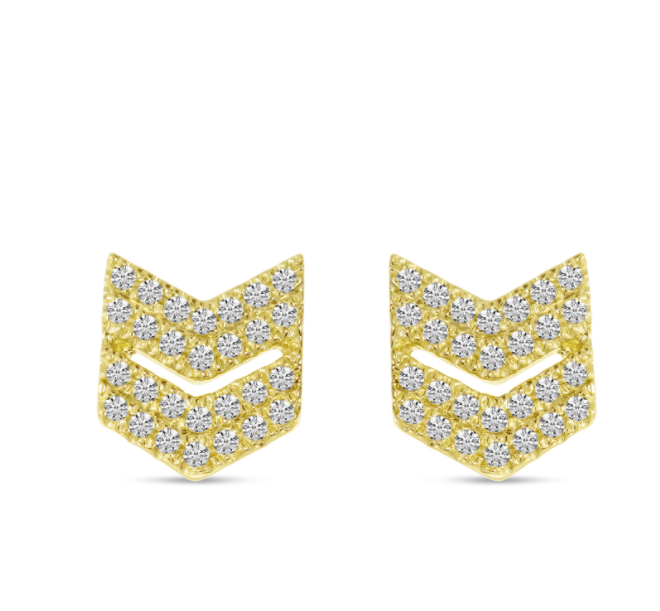 Diamond Chevron Stud Earrings