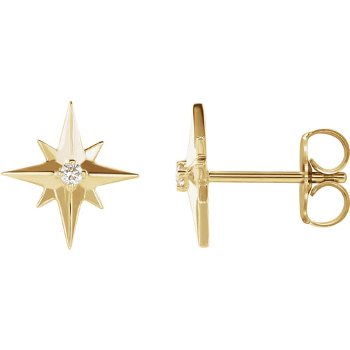 Diamond starburst earrings yellow gold
