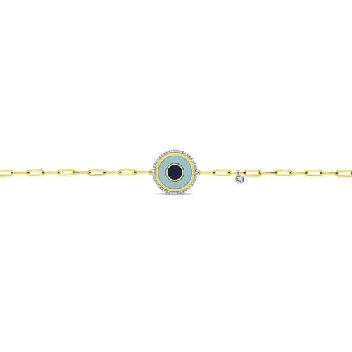 Enamel Evil Eye Paperclip Bracelet