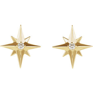 Diamond starburst earrings yellow gold