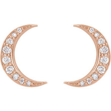 Load image into Gallery viewer, Diamond moon earrings rose gold
