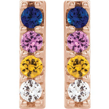 Load image into Gallery viewer, Rainbow Sapphire Bar Earrings
