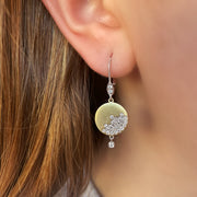 Load image into Gallery viewer, Yellow Gold Scattered Diamond Disk Earrings
