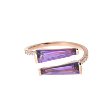 Load image into Gallery viewer, Amethyst Duo Trillion Ring
