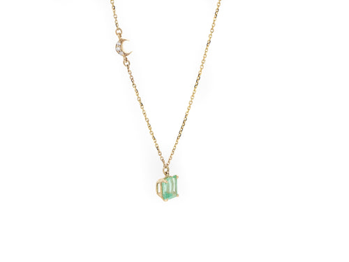 Emerald & Moon Pair Necklace