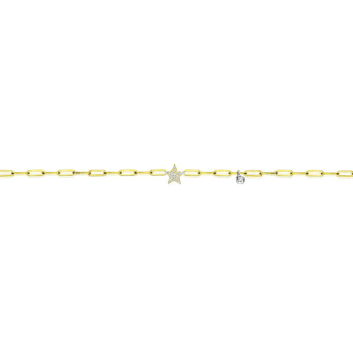 Diamond Star Paperclip Bracelet