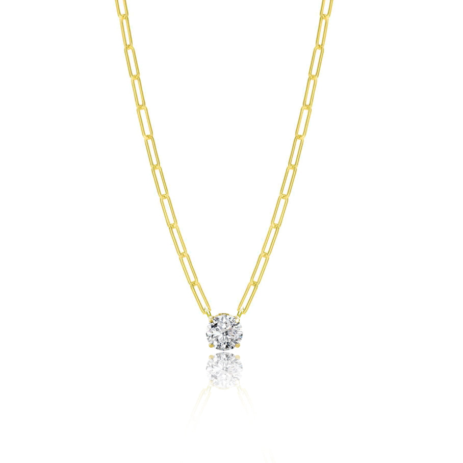 Diamond Solitaire Paperclip Chain (.72cts)